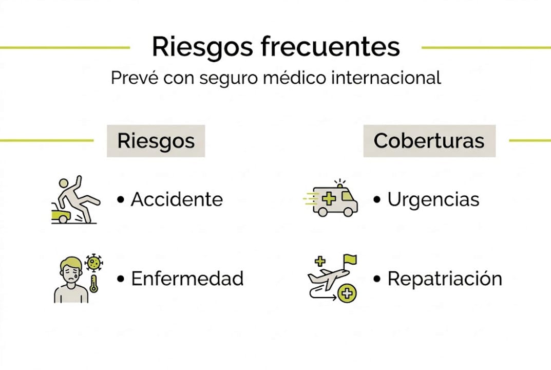 Infografía sobre los principales riesgos y las coberturas que te ofrece un seguro de salud