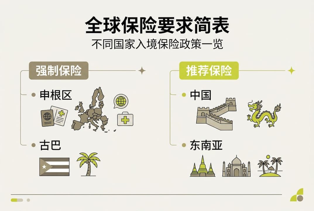 全球各国旅行保险要求一览图