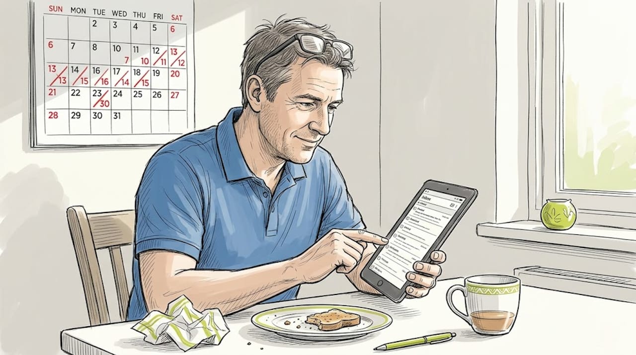 Man checking email for insurance renewal notice
