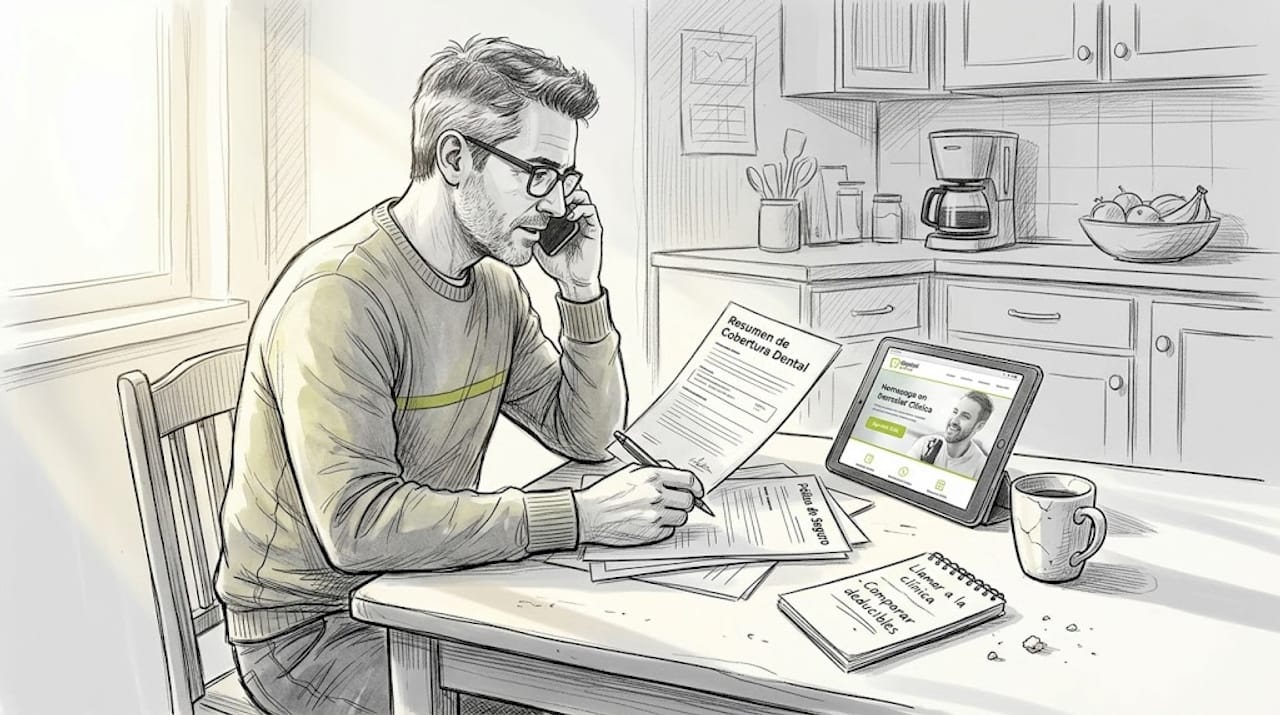 Hombre revisando los documentos de su seguro dental