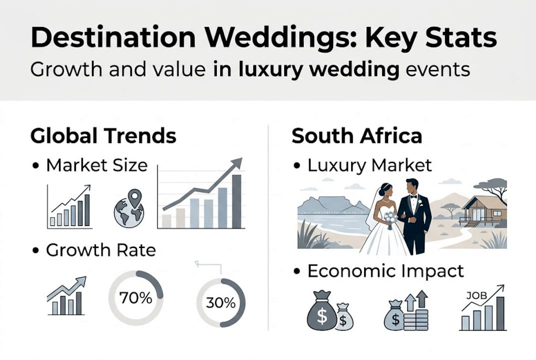 Infographic showing destination wedding stats globally and locally