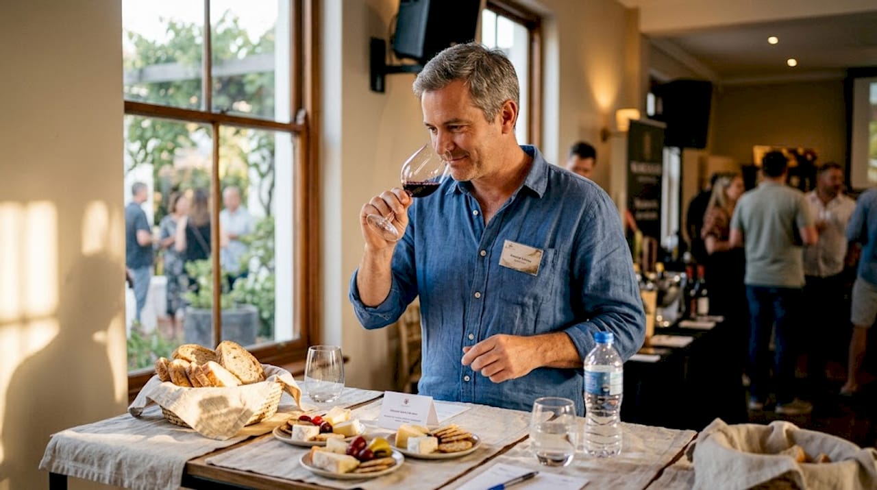 Attendee sampling at sensory tasting station
