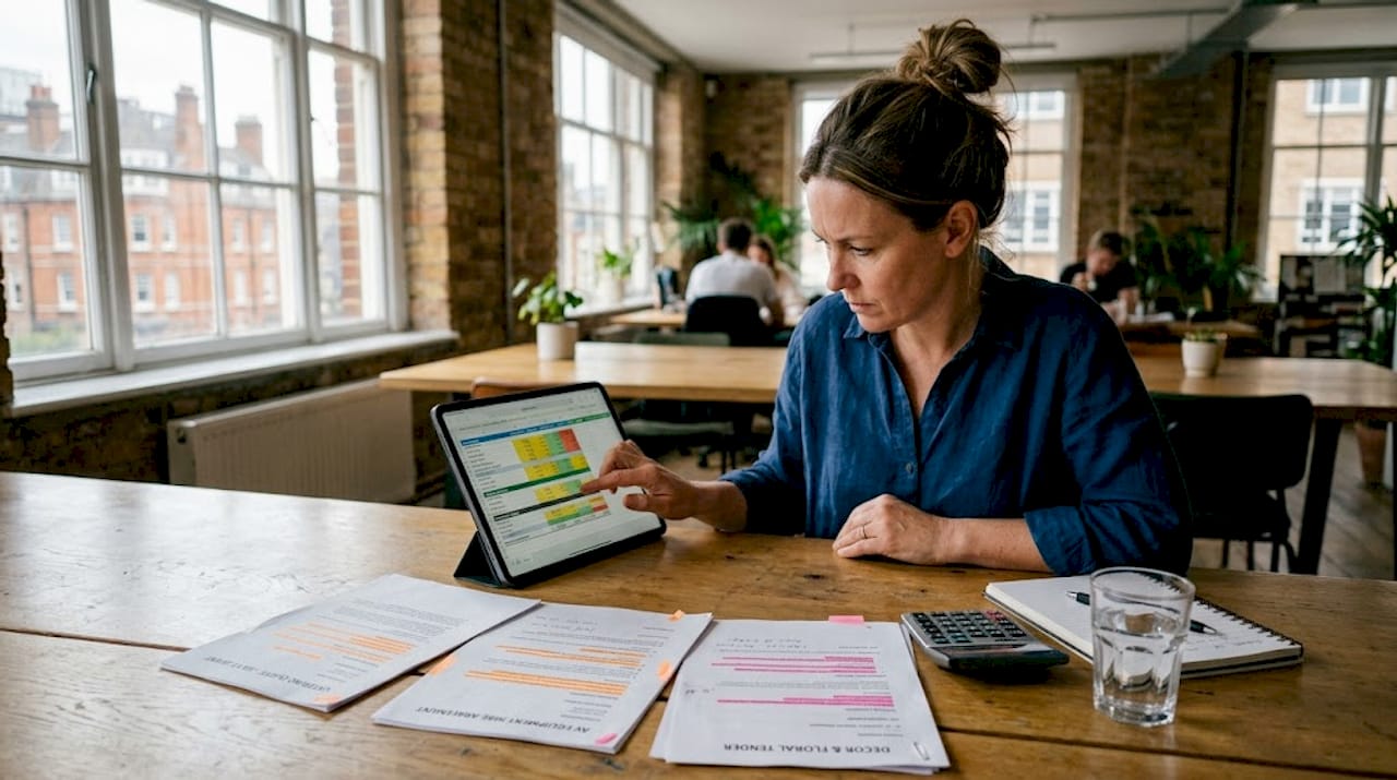 Event planner reviewing supplier budgets