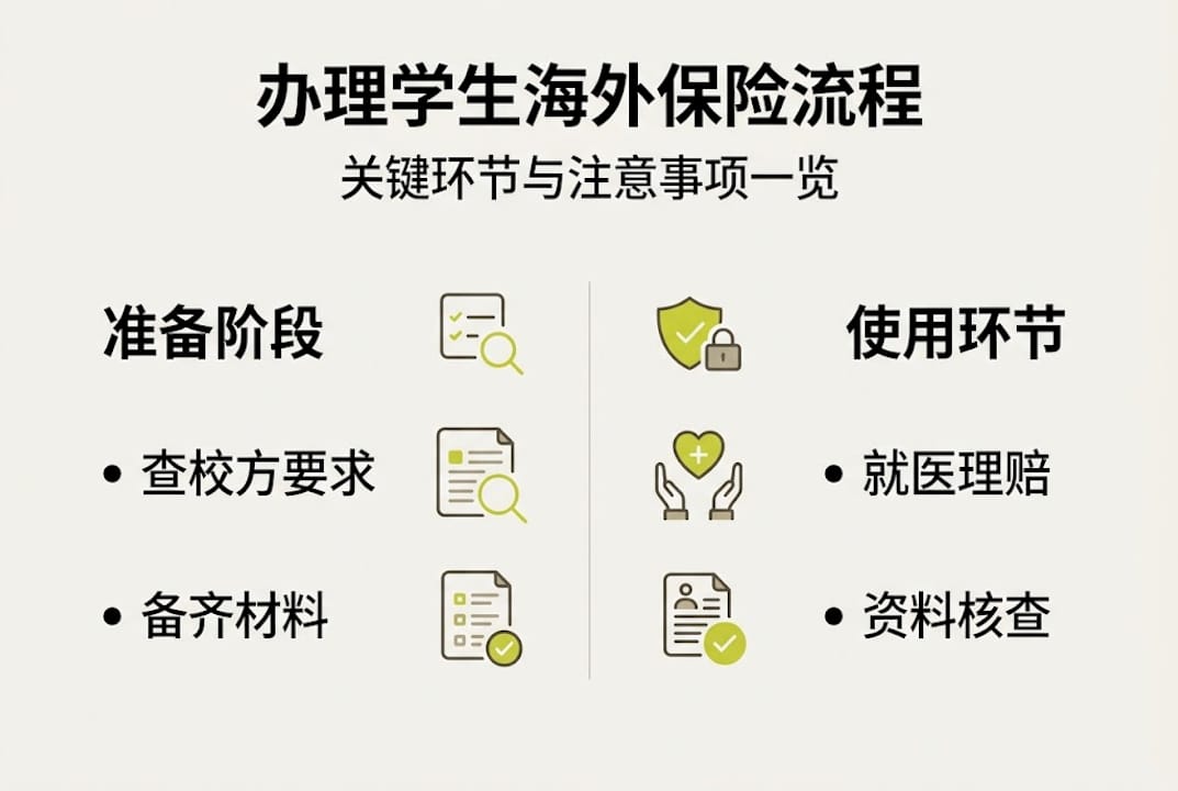 留学生境外保险办理及使用全流程一览图
