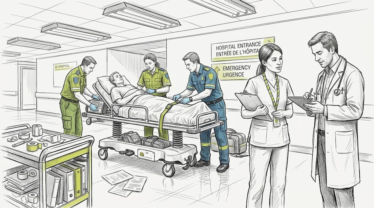 Medical team prepping patient evacuation