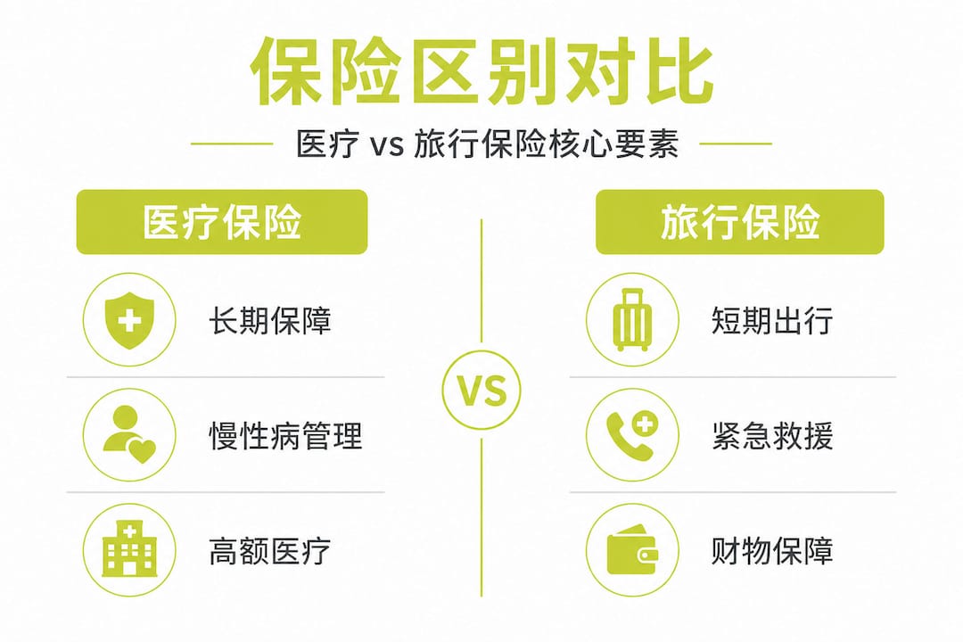 医疗险与旅游险有什么不同?一图带你快速看懂核心区别