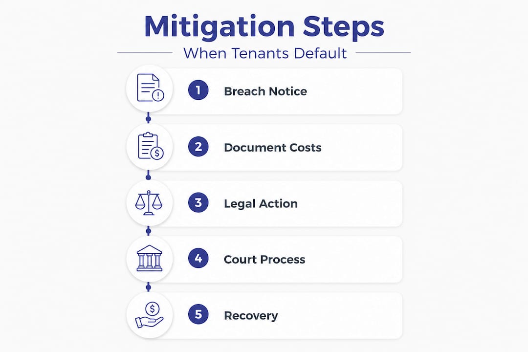 Infographic with key steps for default mitigation