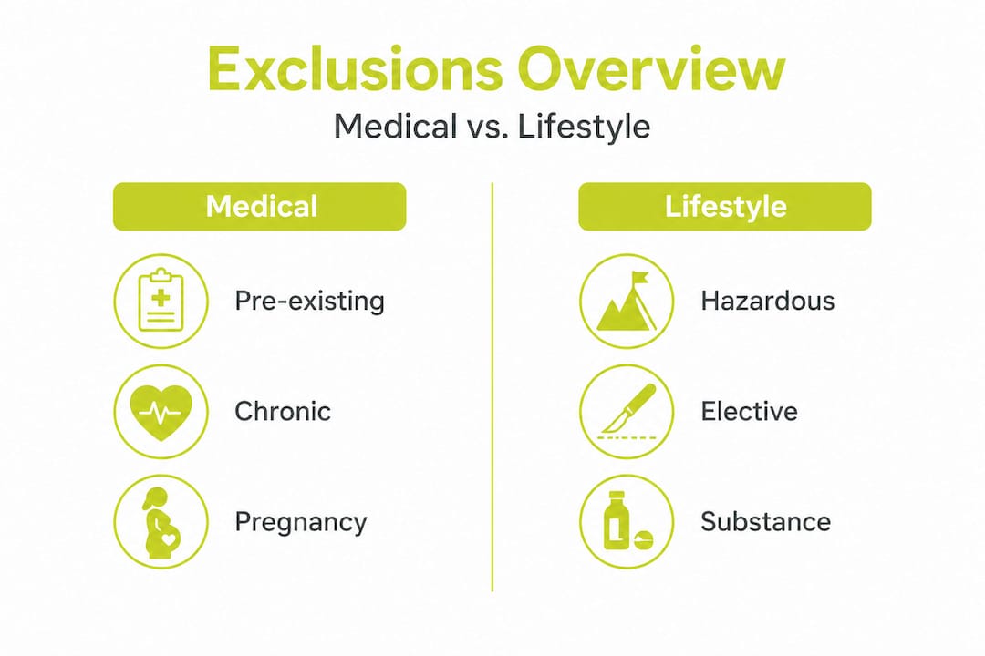 Infographic comparing medical and lifestyle exclusions