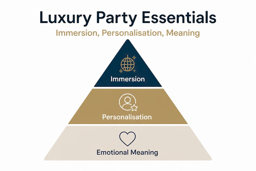 Infographic luxury party essentials pyramid