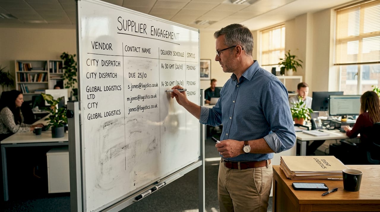 Logistics coordinator updating supplier list