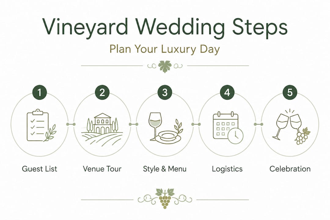 Infographic showing vineyard wedding planning steps