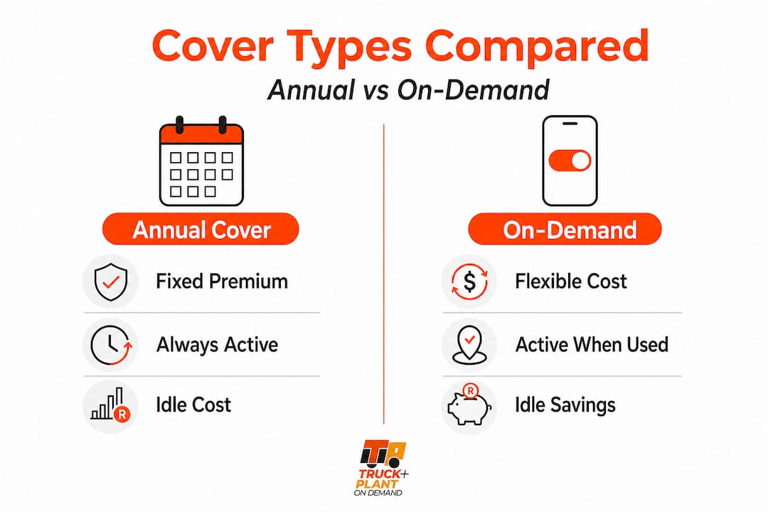 Infographic comparing annual and on-demand machinery insurance