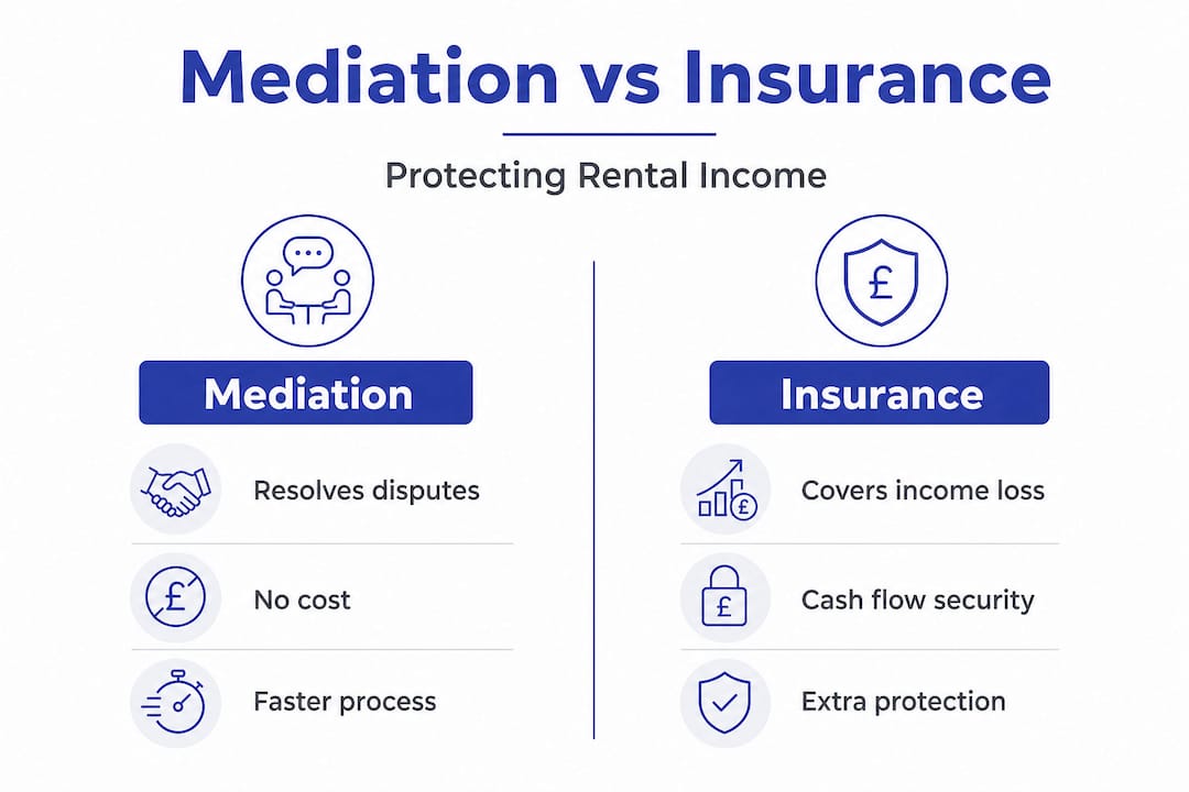 Infographic comparing mediation and insurance features
