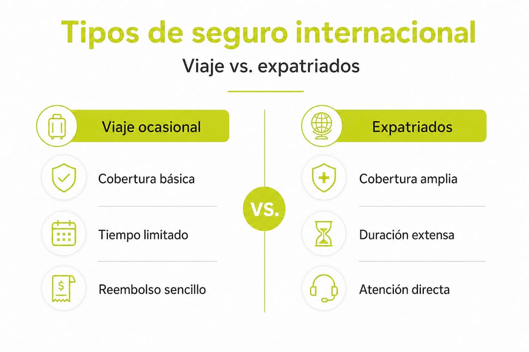 Infografía: diferencias clave entre seguros de viaje y seguros para expatriados