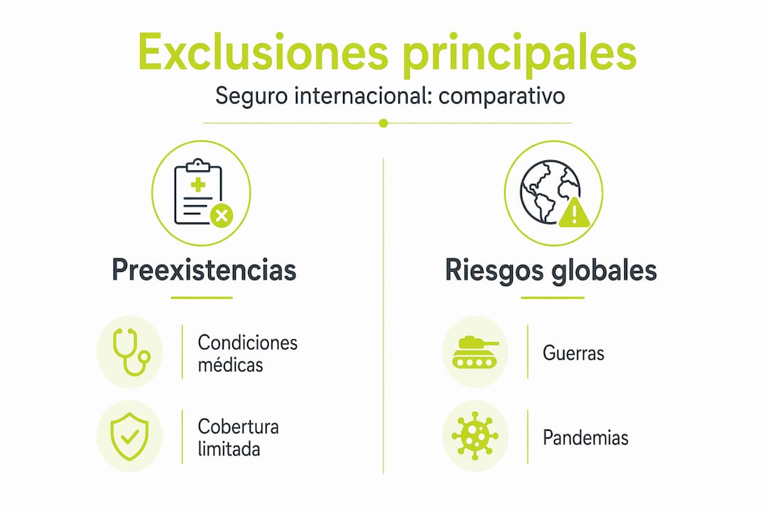 Infografía sobre las principales exclusiones en los seguros internacionales