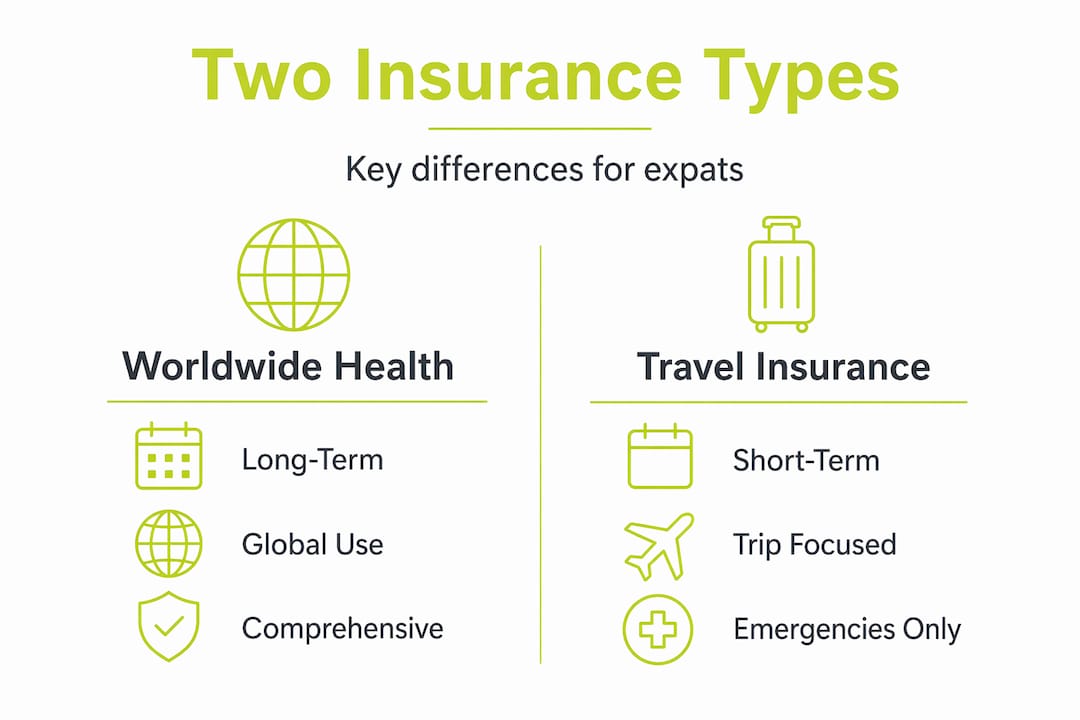 Infographic comparing health and travel insurance