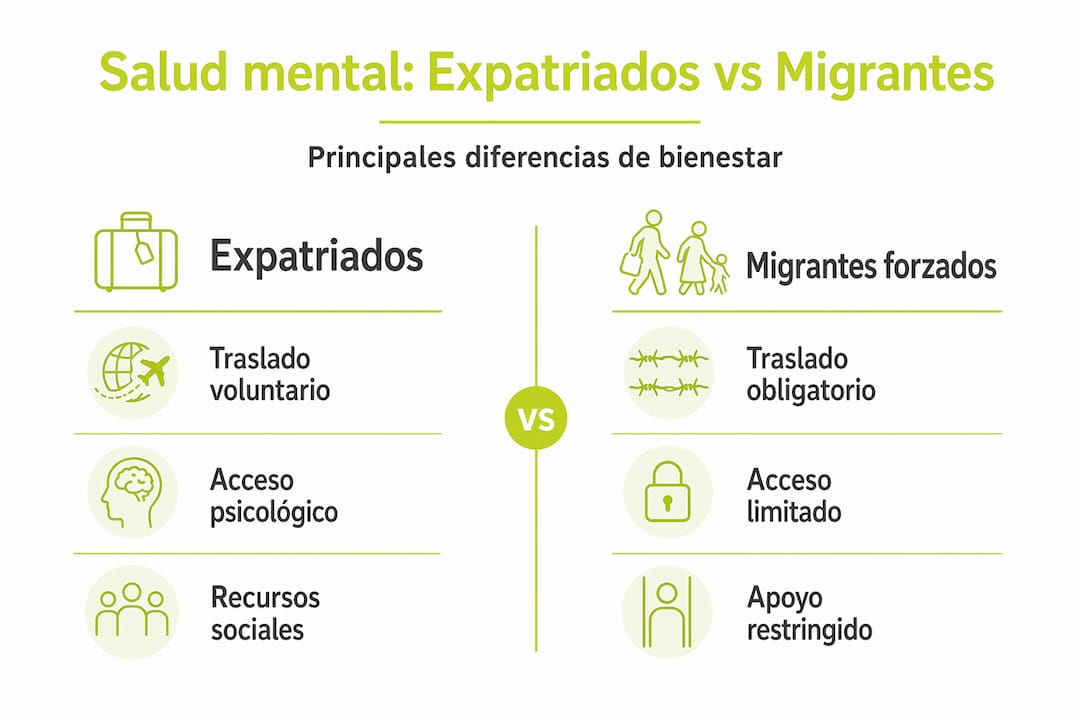 Diferencias visuales en la salud mental de expatriados y migrantes