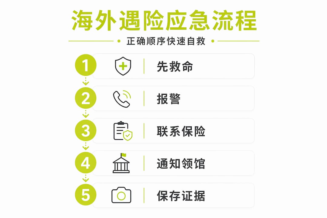 一张图带你了解海外突发事件应急处理五大步骤