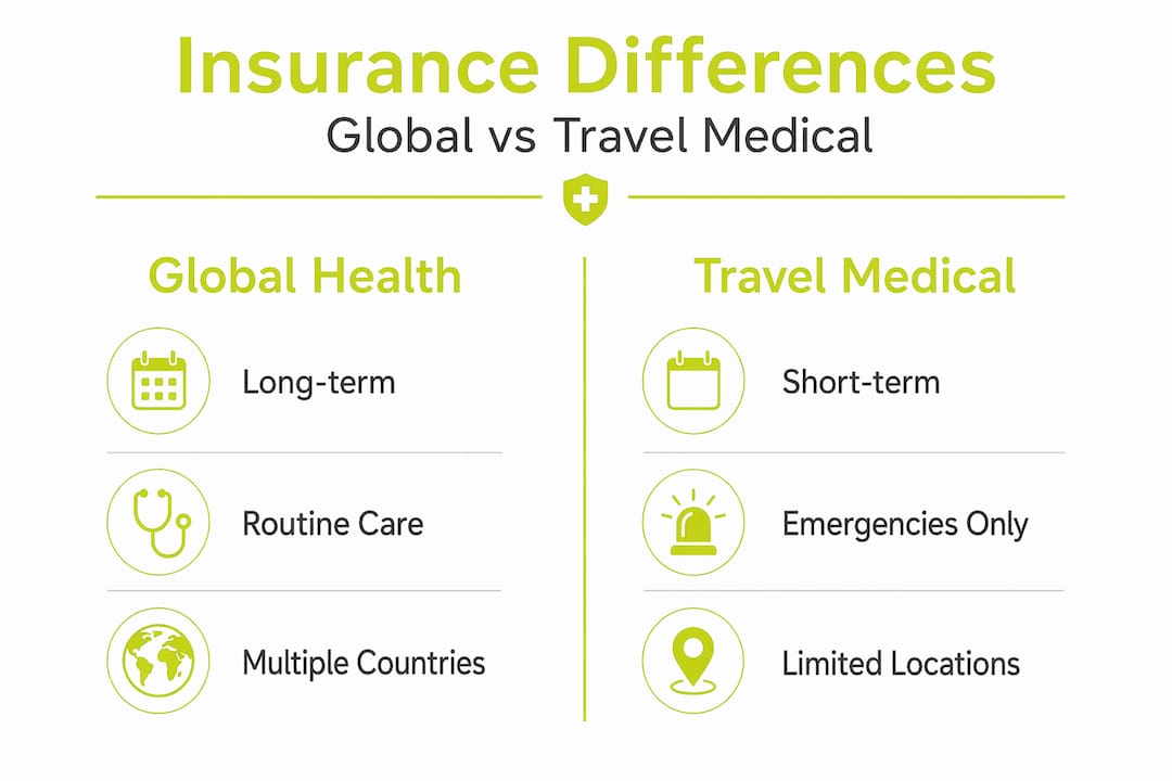 Infographic comparing global health and travel insurance
