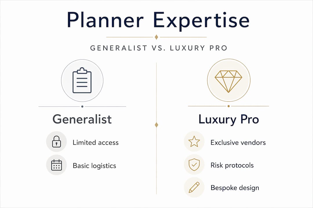 Infographic comparing luxury pro and generalist planners