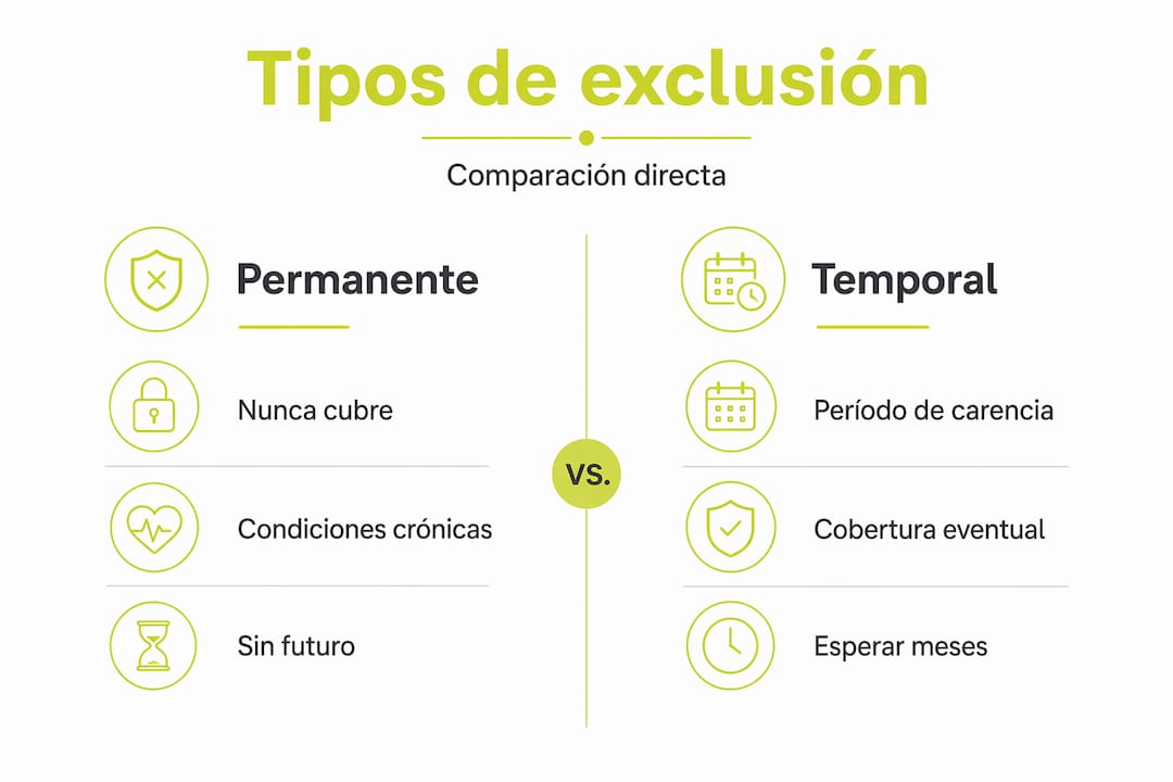 Infografía sobre las principales exclusiones en los seguros de salud