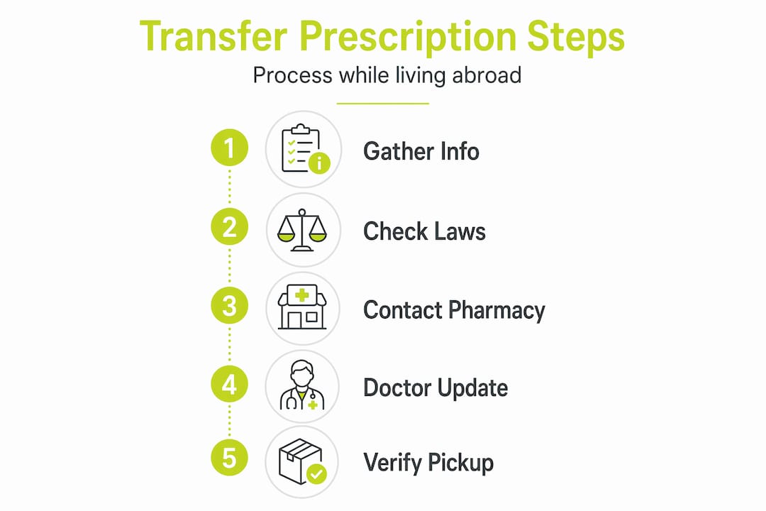 Infographic with five steps to transfer prescriptions