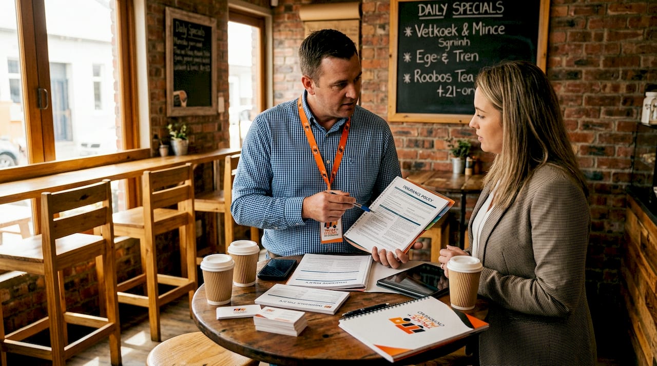 Manager and broker discuss bundled insurance policies