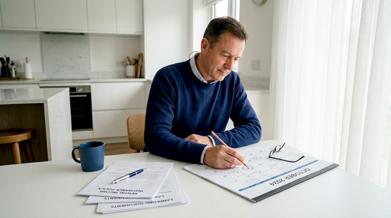 Landlord marking insurance waiting period on calendar