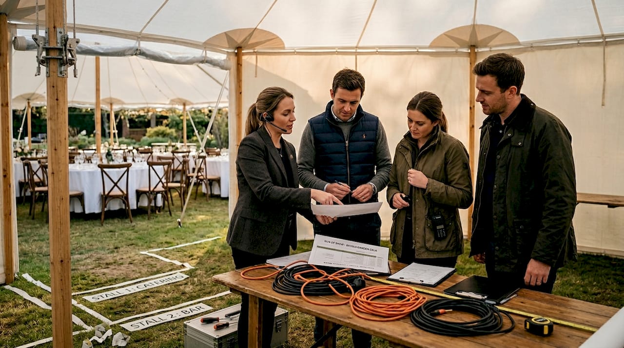 Event team reviewing run of show
