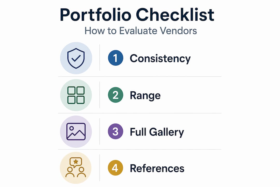 Infographic checklist for evaluating wedding portfolios