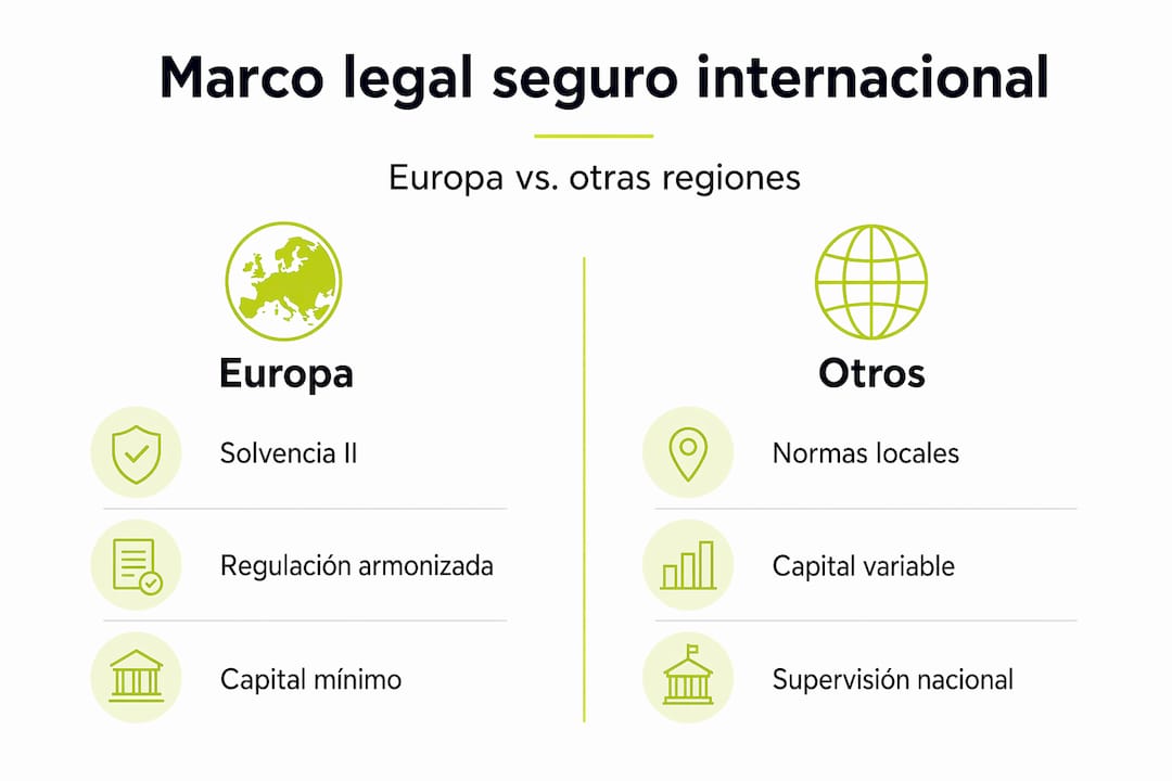 Infografía sobre las diferencias entre los marcos legales de los seguros internacionales