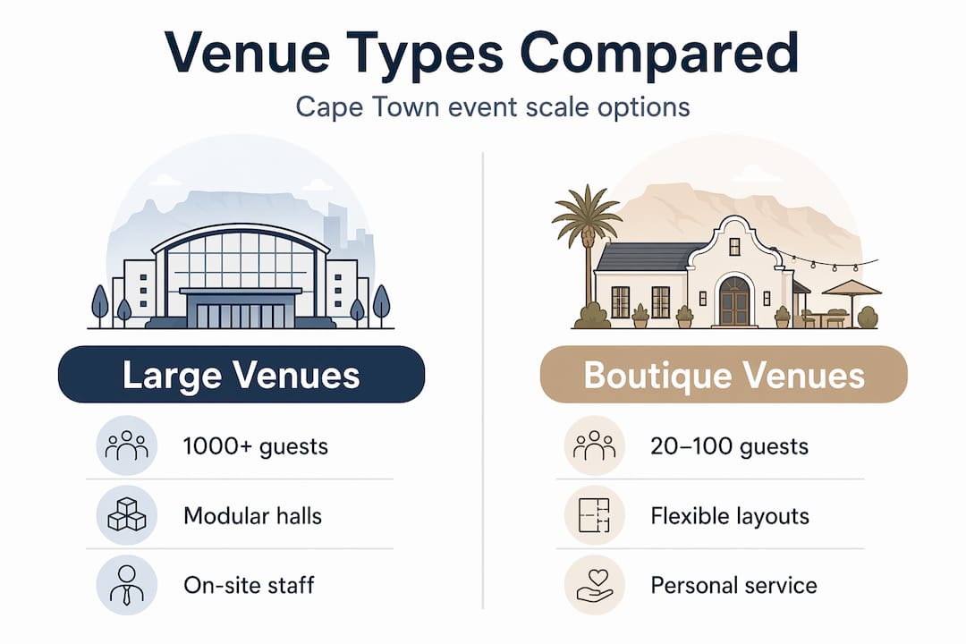 Infographic comparing venue types and capacities