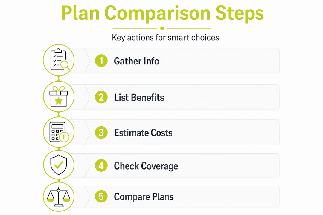 Infographic outlining steps for comparing medical insurance plans