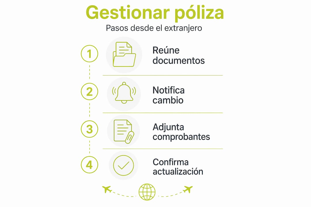 Infografía: guía práctica para tramitar tu póliza internacional paso a paso