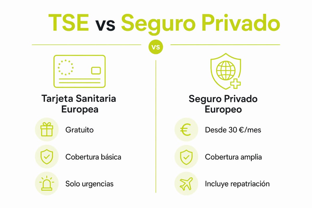 Infografía: Diferencias entre la Tarjeta Sanitaria Europea y el seguro médico privado