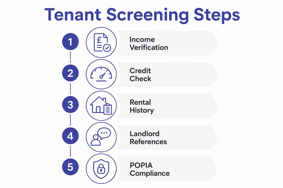 Infographic illustrating tenant screening steps process
