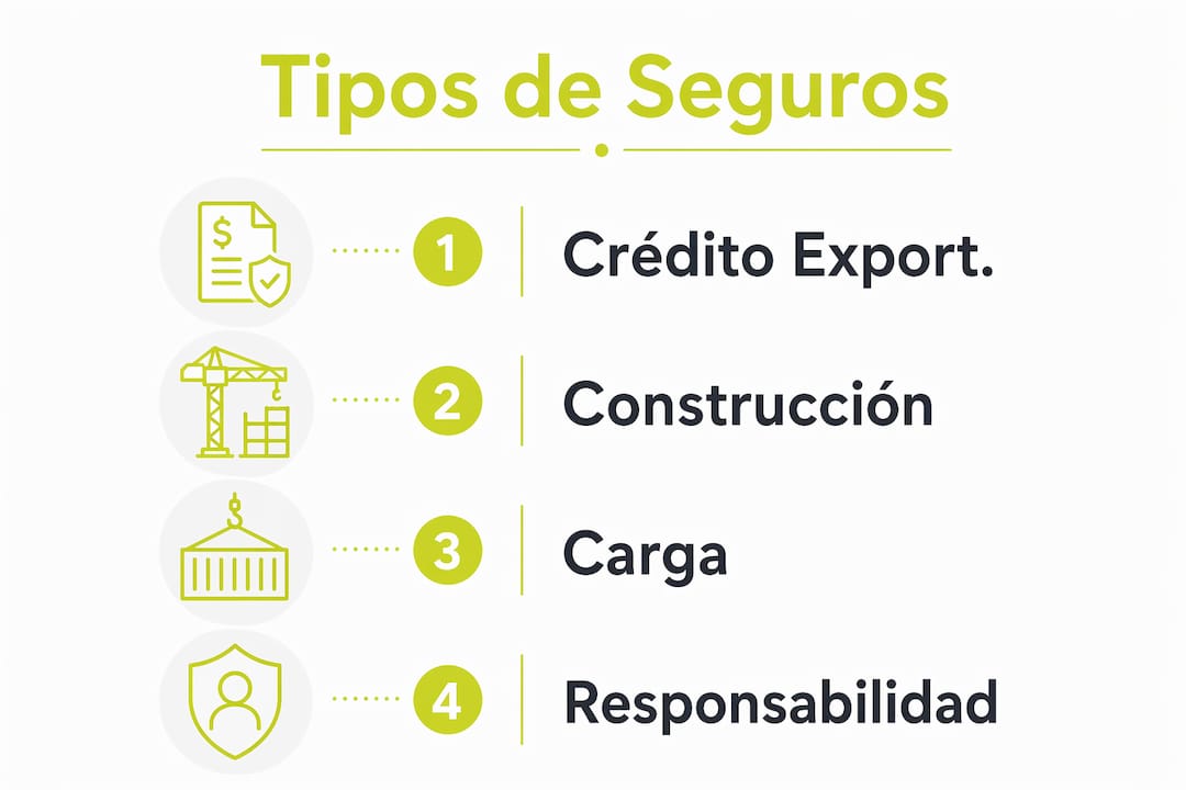 Infografía sobre los principales tipos de seguros internacionales