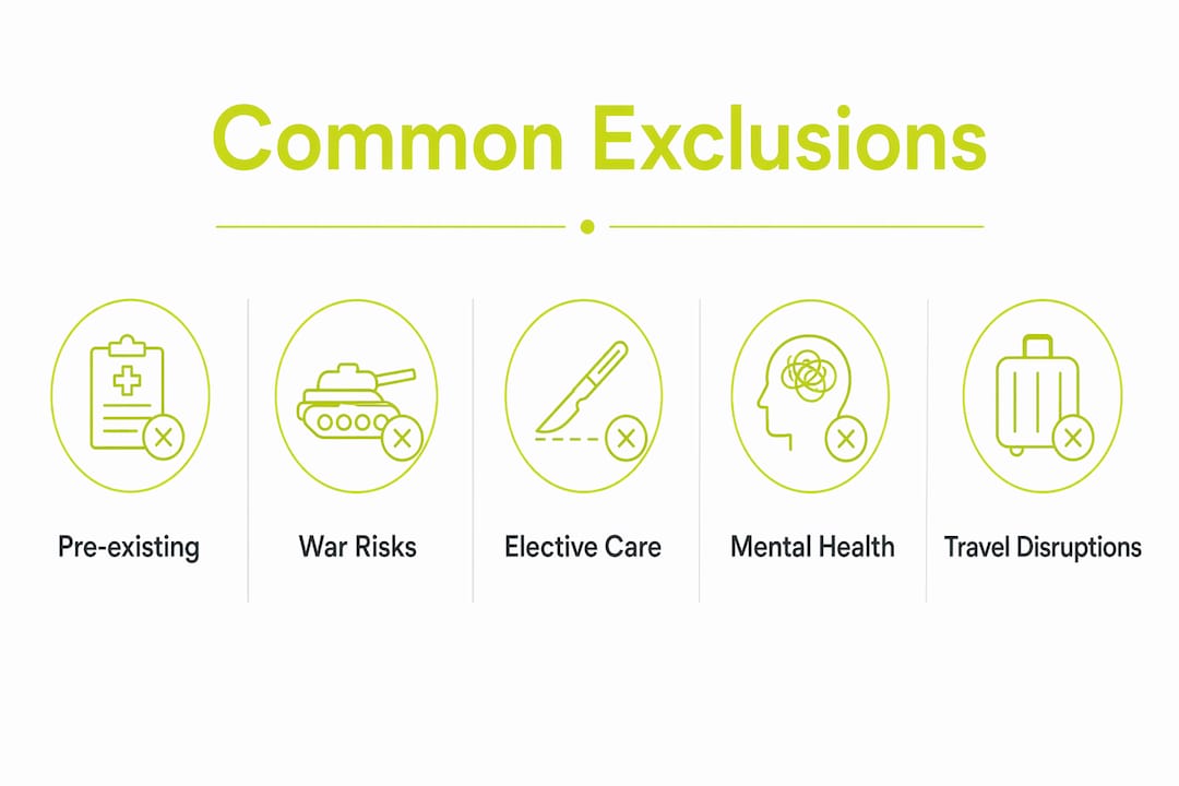 Infographic showing hierarchy of common expat insurance exclusions