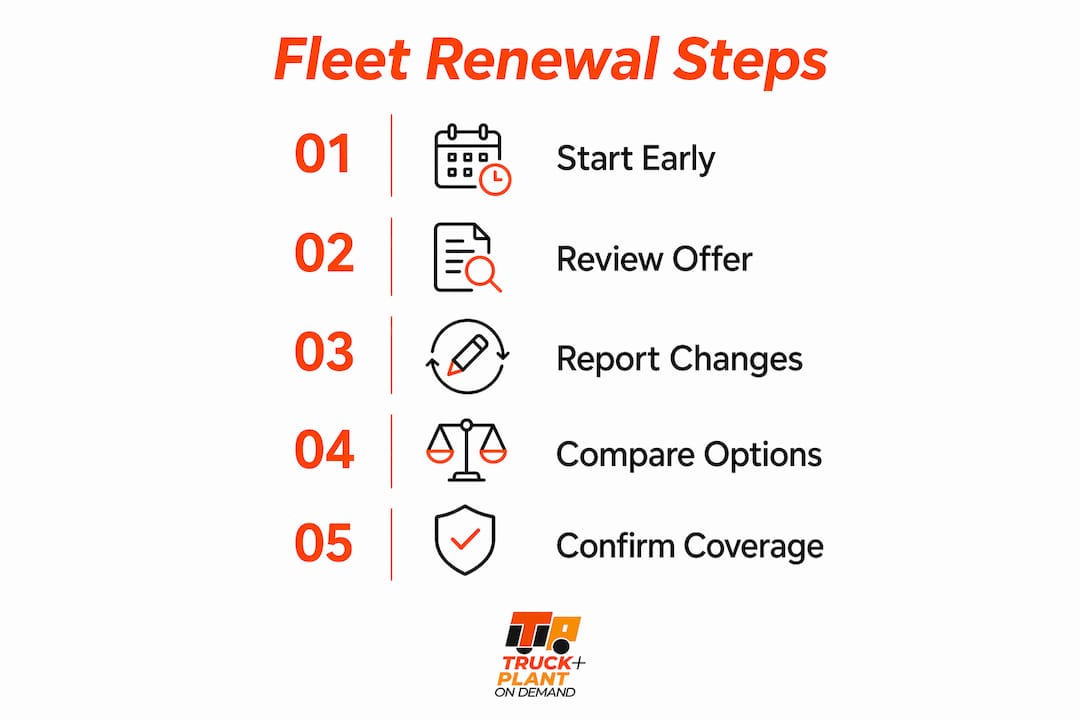 Infographic showing key fleet insurance renewal steps