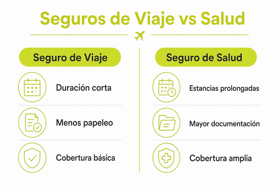 Infografía: diferencias clave entre seguros de viaje y seguros de salud internacional