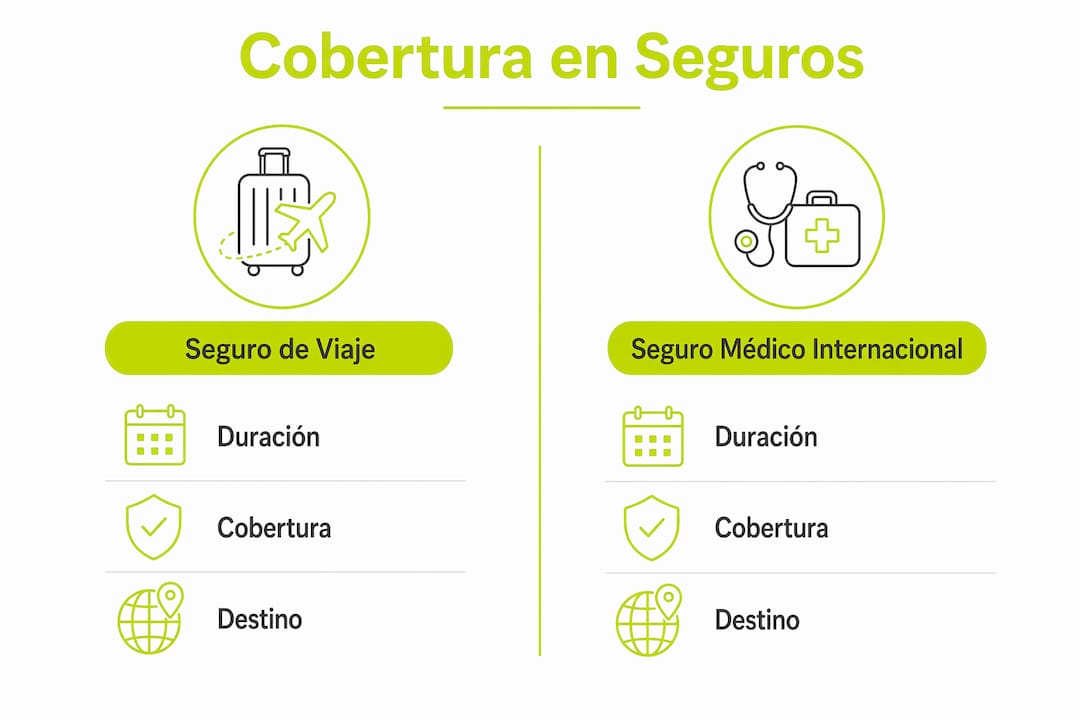 Infografía: diferencias clave entre seguro de viaje y seguro médico internacional