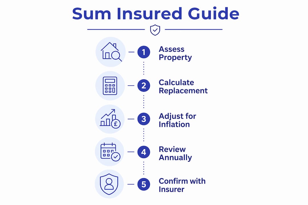 Infographic with steps to calculate sum insured