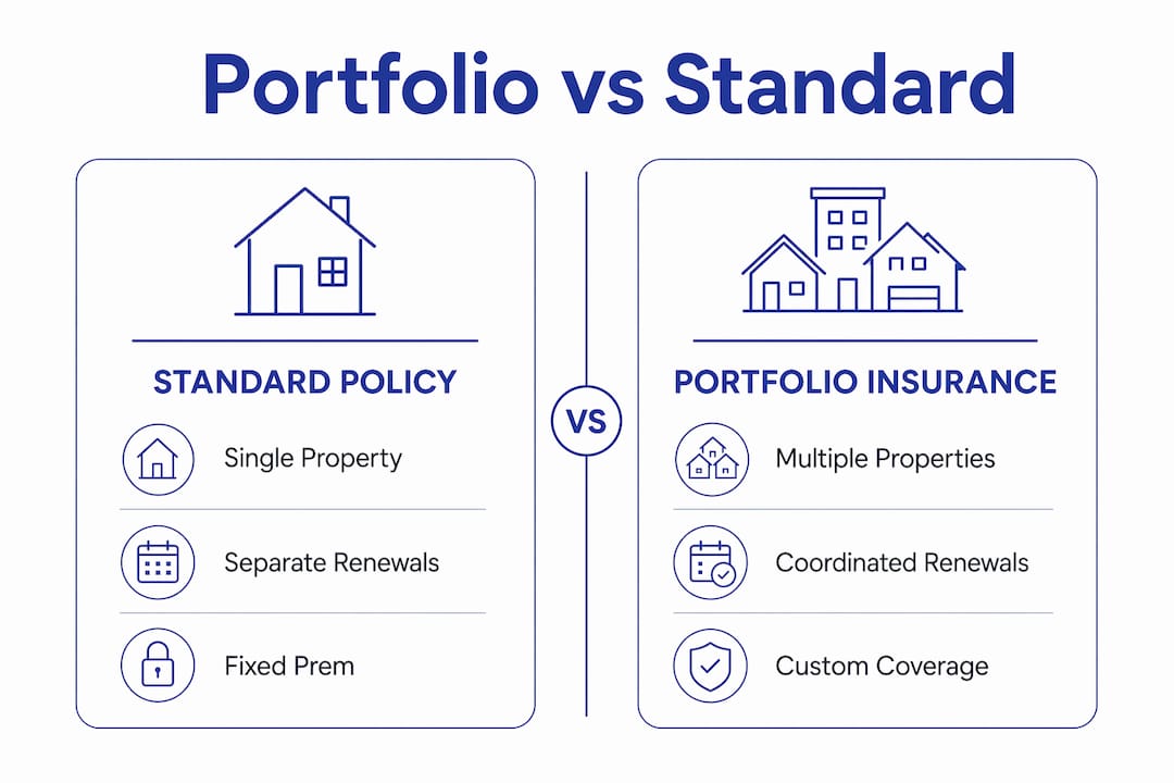 Infographic comparing portfolio and standard landlord insurance