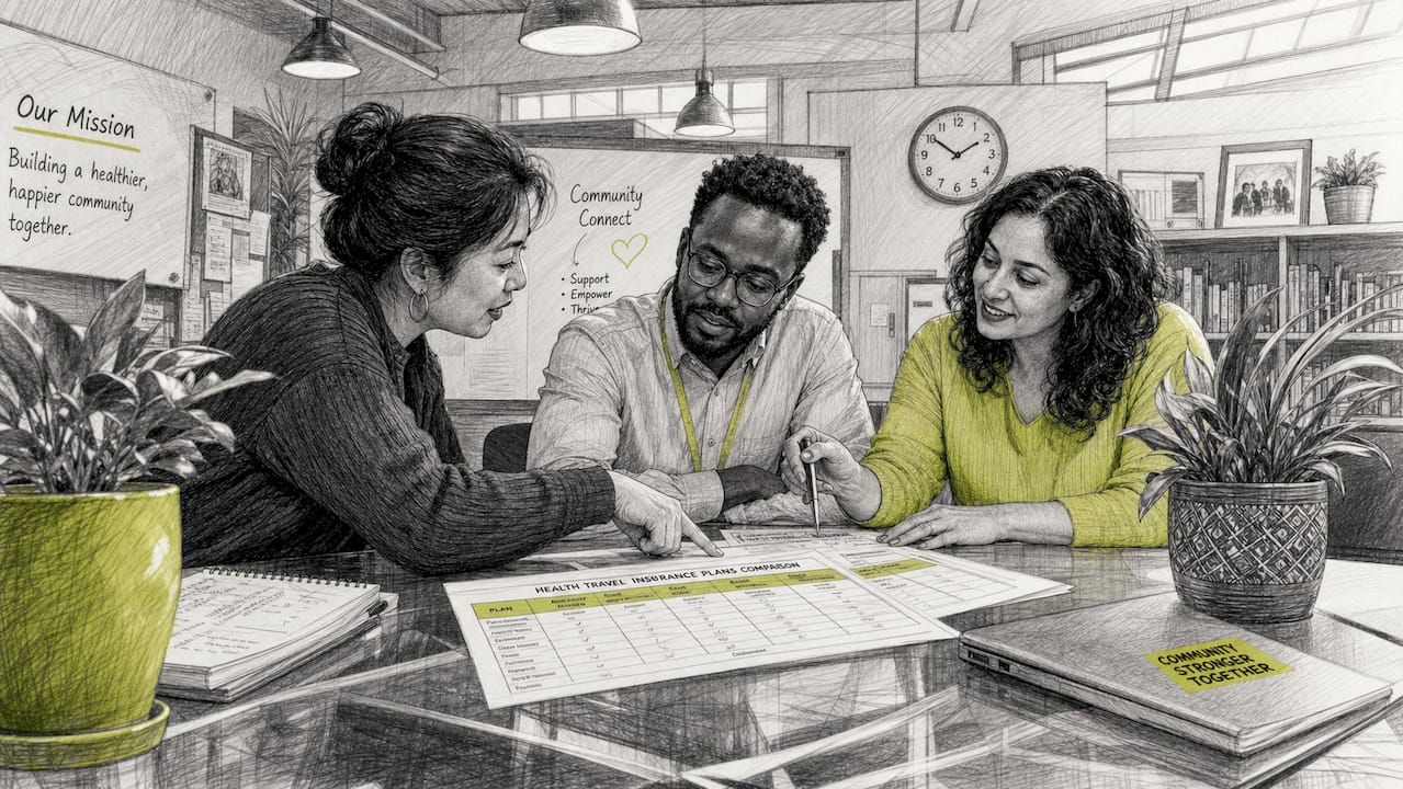 Educators comparing insurance policy charts
