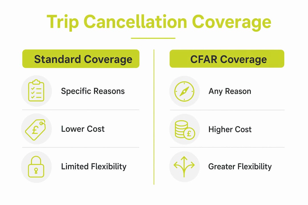 Infographic comparing CFAR and standard trip cancellation coverage