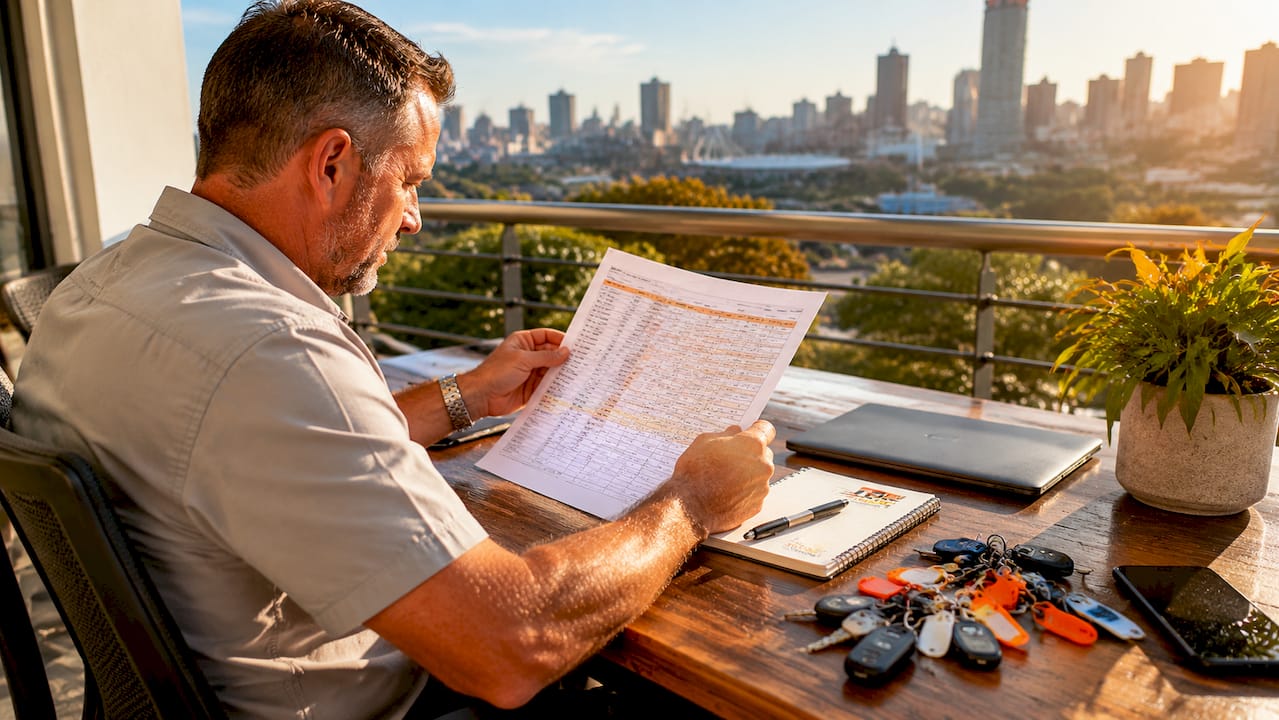 Hands examining fleet vehicle schedule document