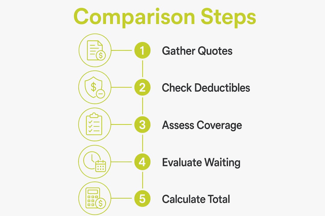 Infographic describing five steps to compare insurance prices