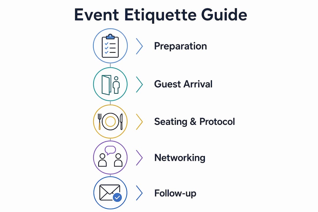 Infographic outlining corporate event etiquette steps