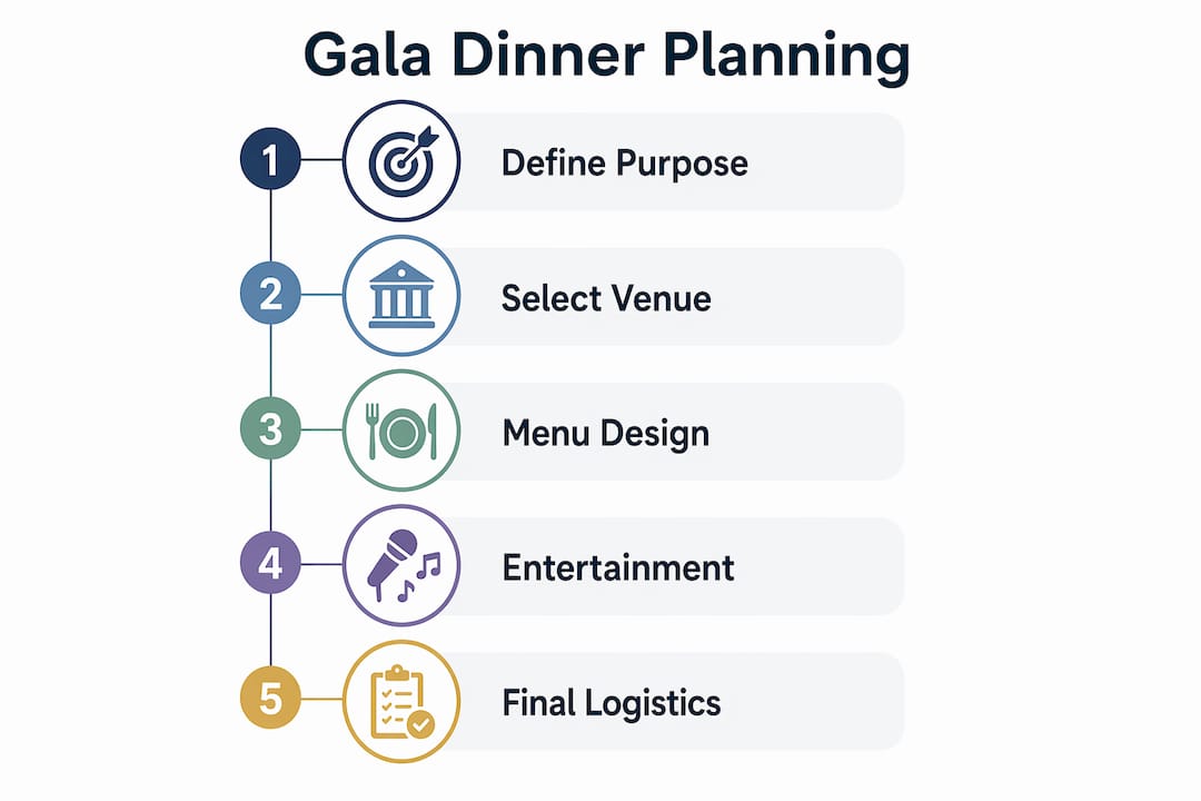 Infographic showing gala dinner planning stages