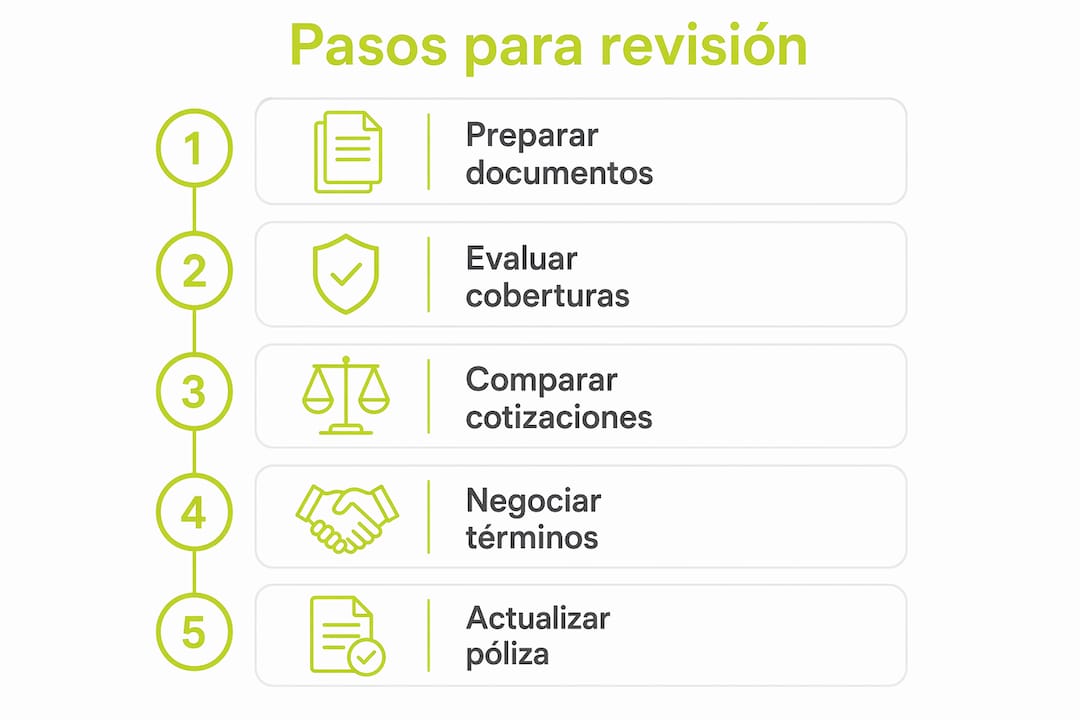 Infografía con el proceso paso a paso para revisar pólizas internacionales